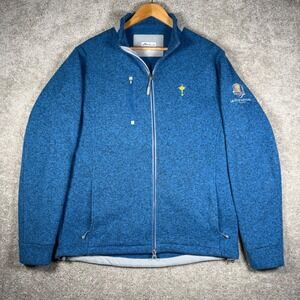 Peter Millar Mens Large Ryder Cup 2018 France Blue Fleece Jacket Full Zip Golf